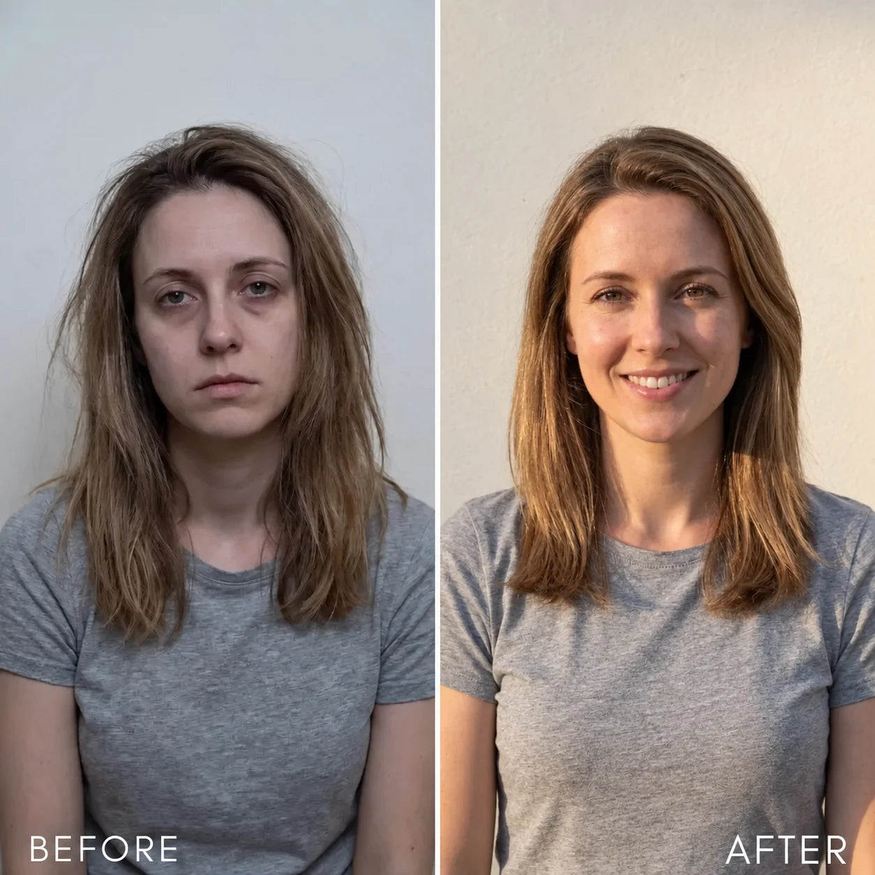Supplied before-and-after portrait creative